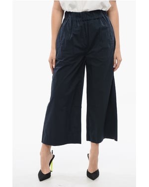 Popeline katoenen cropped fit broek in blauw