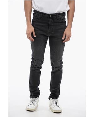 Skinny Fit NICK Stone Washed Denim 14cm in Zwart