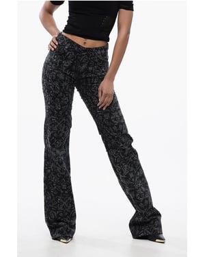 Uitlopende rechte jeans met all-over grafische print 2 in zwart, grijs