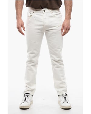 5-pocket slim fit denim met riemlussen 18 cm in wit