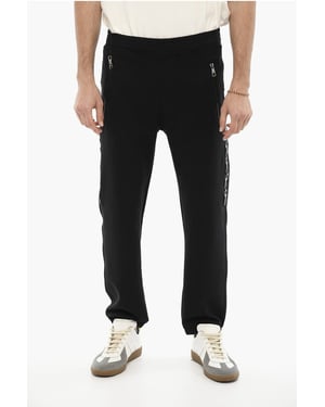 Skinny Fit Joggingbroek met Zij-bliksemprint in Zwart