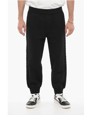 Effen joggingbroek met wollen zijbanden in zwart