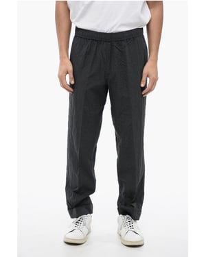 Gerimpelde katoenen REM Slim Fit-broek in grijs