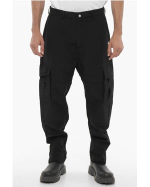 Nylon cargobroek met geborduurd logo in zwart