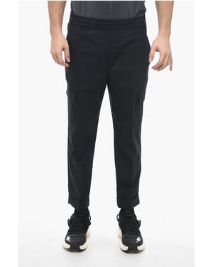 Lage taille REM cargobroek van een mix van scheerwol in blauw