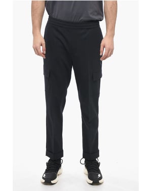 Lage taille REM cargobroek van een mix van scheerwol in blauw