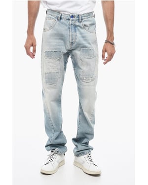 Vintage Effect TWIST Denims met Patchwork 17cm in Lichtblauw