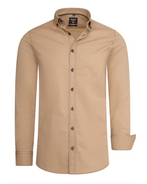 Slim fit overhemd met lange mouwen en contrasterende stiksels