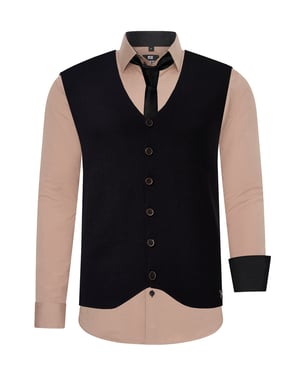 Driedelig pak met overhemd, vest en stropdas