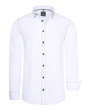 Slim fit overhemd met lange mouwen en contrasterende stiksels