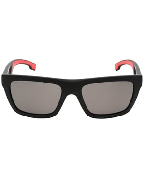Hugo Boss Matte Zwarte Grijze Zonnebril met Gepolariseerde Lens