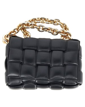 Bottega Veneta Chain Cassette Tas in Zwart Leer