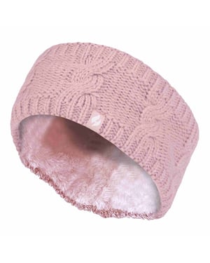 Dames Kabelgebreide Fleece Gevoerde Thermische Winter Oorwarmer Hoofdband