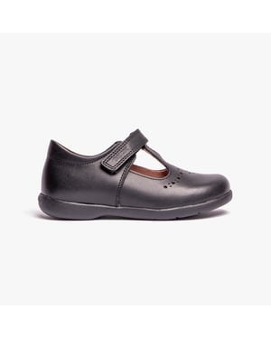 Geox Naimara G B Meisjes Leren School schoenen met Klittenbandsluiting Zwart