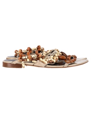 Oscar de la Renta Corinne Versierde Strappy Platter Sandalen in Multicolore Leer