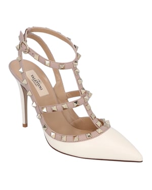 Valentino Dames Rockstud Enkelschoenen Met 100 mm In Wit