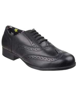 Hush Puppies Kada Junior Leren Meisjes Zwarte Brogues