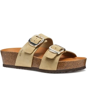 Geox D BRIONIA H Leren Dames Licht Taupe Wedges