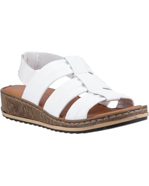 Hush Puppies Eden Brede Pasvorm Leren Dames Witte Sandalen