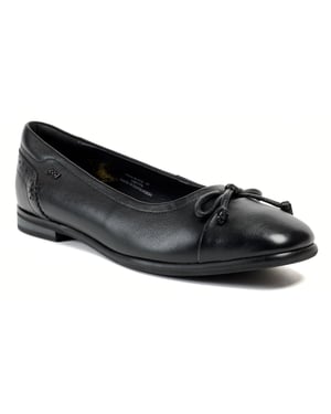 Pod Priya Leren Dames Zwarte Ballerina's