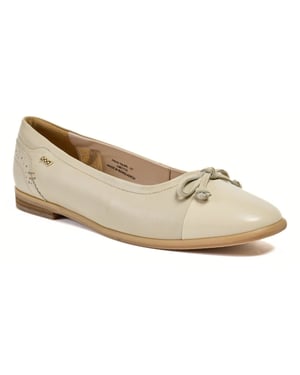 Pod Priya Leren Dames Taupe Ballerina's