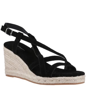 Hush Puppies Jenny Espadrille Wedge Suède Dames Zwarte Wedges