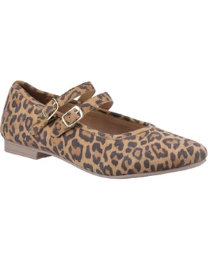 Hush Puppies Nancy Mary Jane Leren Dames Luipaard Ballerina's