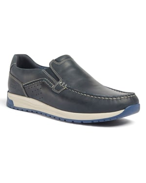Pod Sean Leren Heren Marineblauwe Bootsschoenen