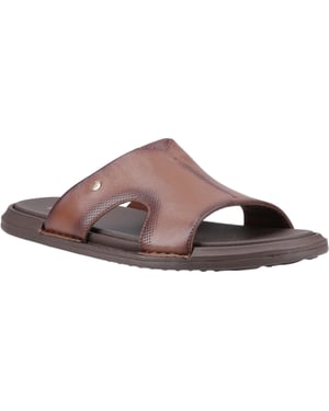 Hush Puppies Callum Slides Leer Heren Bruine Sandalen