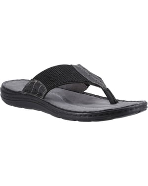 Hush Puppies Alan Toepost Leren Heren Zwarte Slippers