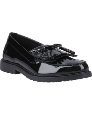 Hush Puppies Verity Kiltie Leren Dames Zwarte Instappers