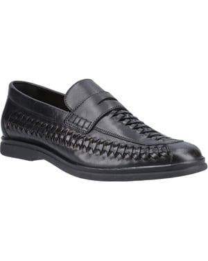 Hush Puppies Bowie Leren Heren Zwarte Instappers