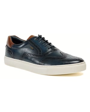 Pod Dobbs Leren Heren Marineblauwe Brogues Schoenen
