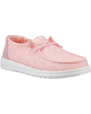 HEYDUDE Wendy Eyelet Lace Katoenmix Dames Lichtroze Mocassins Schoenen