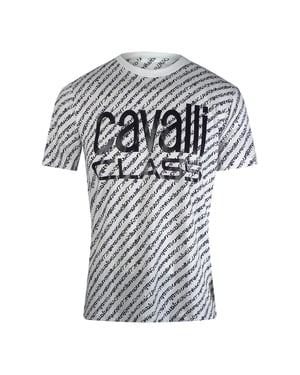 Cavalli Class Vetgedrukt Logo Script Wit T-shirt