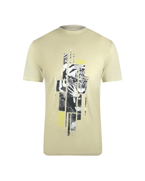 Cavalli Class Abstract Tiger Logo Beige T-shirt