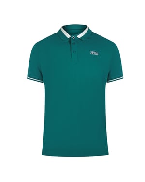 Cavalli Class Bold Stripe Collar Groen Poloshirt