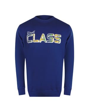 Cavalli Class Levendige Bloemenlogo Irisblauwe Sweatshirt