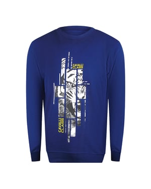 Cavalli Class Splintered Tiger Graphic Iris Blue Sweatshirt