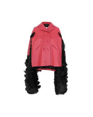 Maison Margiela leren capejas met imitatiebont