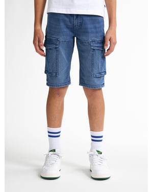 Petrol Industries - Jongens Torino Cargo Short Denim Aventura - Blauw
