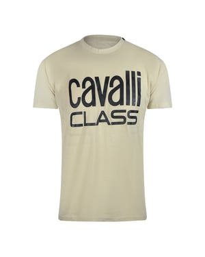 Cavalli Class Bold Logo Beige Zand T-shirt