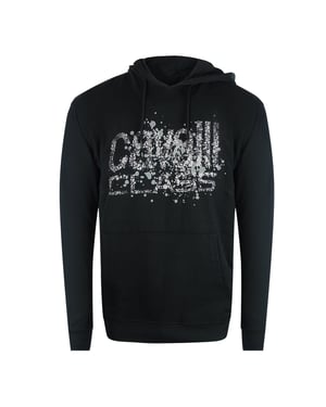 Cavalli Class Gebarsten Gespoten Logo Zwarte Hoodie