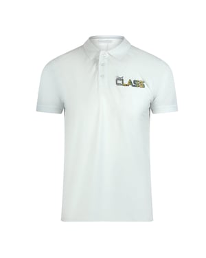 Cavalli Class Levendige Bloemenlogo Off White Poloshirt