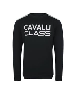 Cavalli Class Sweatshirt Met Getapete Schouders, Zwart