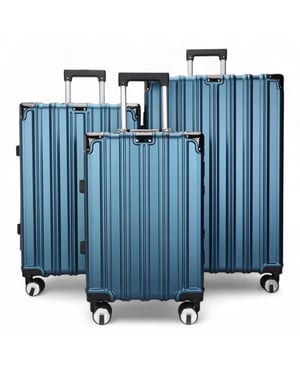 Harde blauwe koffer, robuuste 8-wiel bagage handbagage tas