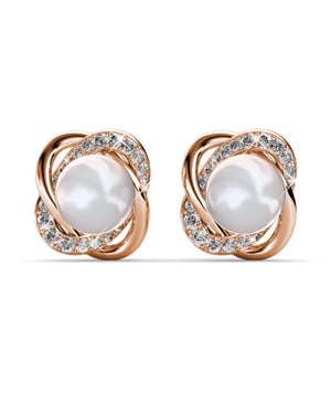Simply Pearl oorbellen - Roségoud en kristal