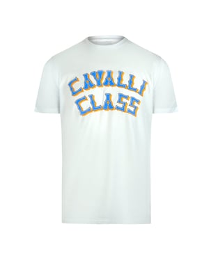 Cavalli Class Gelaagd Logo Off-white T-shirt