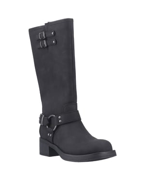 Rocket Dog Nash Faux Leather Vrouwelijke Zwarte Hak Enkellaarzen