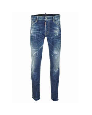 Dsquared2 Cool Guy Jean Blauwe Gerafelde Denim Broek